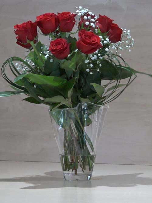 Mazzo di 12 Rose rosse a gambo lungo